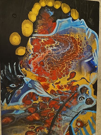 PALL i svart, rött, ljusblått och guld