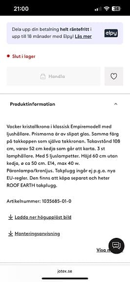 ROM Kristallkrona ifrån Jotex