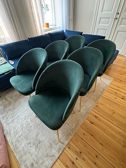 Sofacompany köksstolar 6st, grön velour