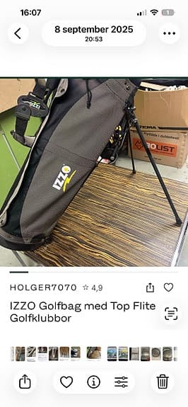 Izzo bag  gött skick set med   järn top fop flight