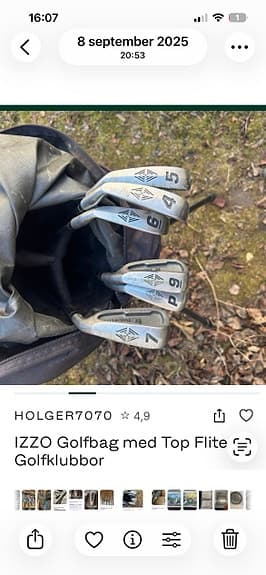 Izzo bag  gött skick set med   järn top fop flight