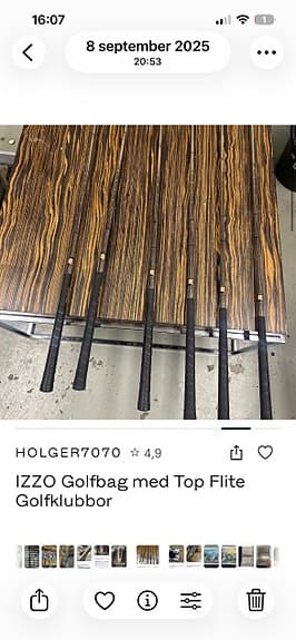 Izzo bag  gött skick set med   järn top fop flight