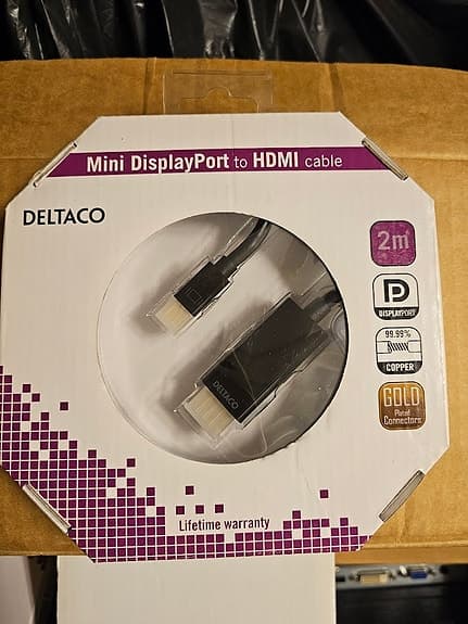 Deltaco Mini DisplayPort till HDMI med ljud - 2m - Svart