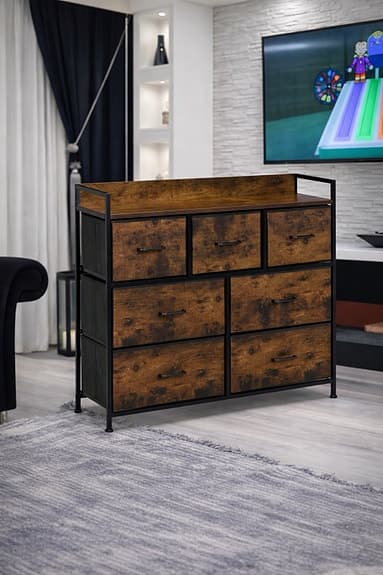Byrå med 7 lådor – industriell stil | ny i kartong