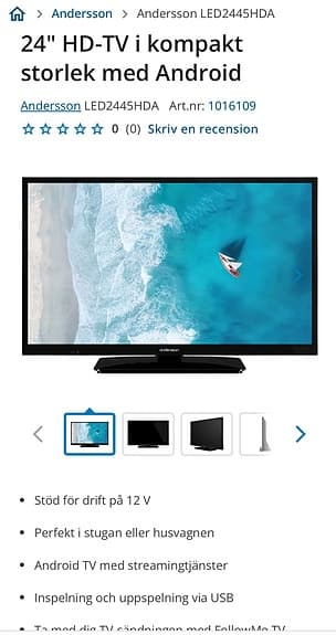 24 tum 12 volt wifi lcd tv för vägg
