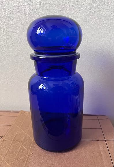 Retro kornblå burk i glas blå vintage förvaringsburk förvaring glasburk hållare