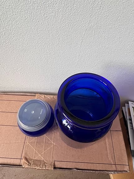 Retro kornblå burk i glas blå vintage förvaringsburk förvaring glasburk hållare