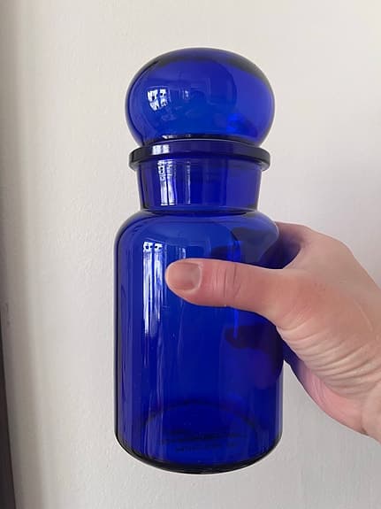 Retro kornblå burk i glas blå vintage förvaringsburk förvaring glasburk hållare