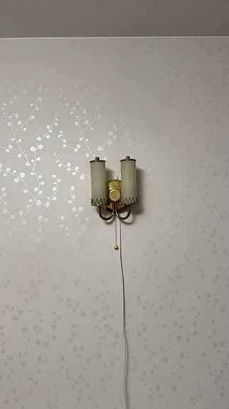 VÄGGLAMPA / 2 Armad / Mässing och Glas / 1950-tal