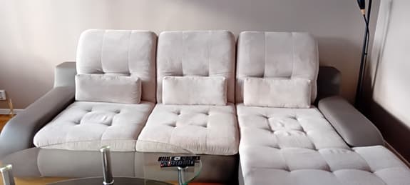 BÄDDSOFFA Beige Tyg, soft/läderimittation,  04 elefant/DI. Höger