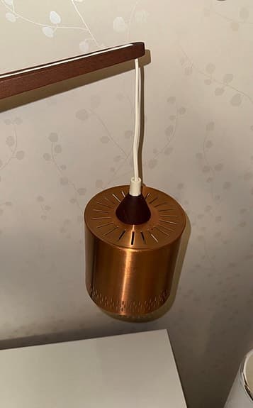 VÄGGLAMPA / Teak och Koppar / 1970-tal