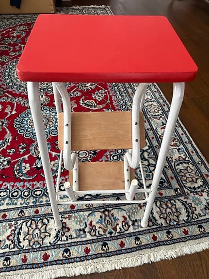 Pall i metall och trä, 2 trappsteg, fällbaea