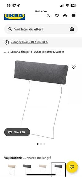 2 Nackkuddar till IKEA VIMLE
