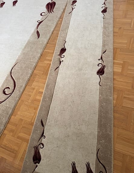 Beige brun krämfärgad ullmatta, gångmatta, matta