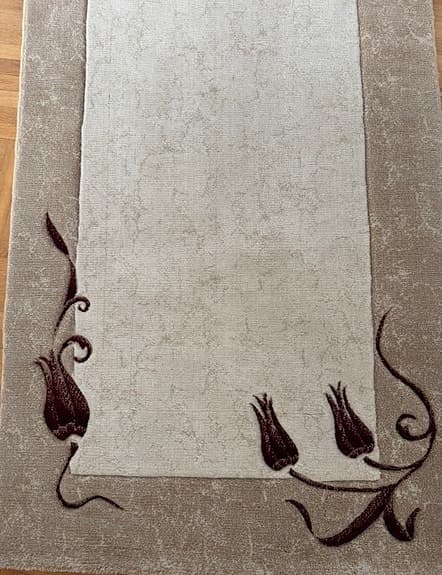 Beige brun krämfärgad ullmatta, gångmatta, matta