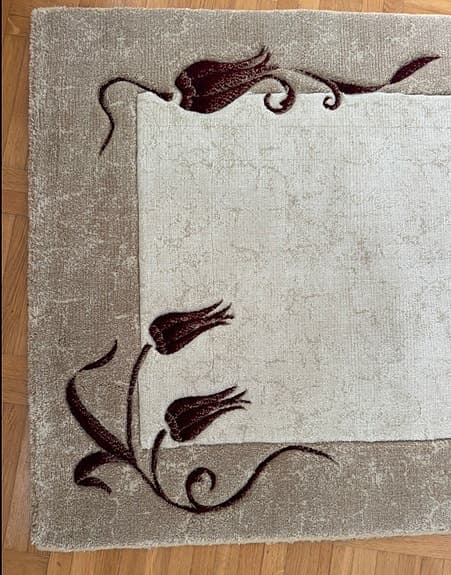 Beige brun krämfärgad ullmatta, gångmatta, matta