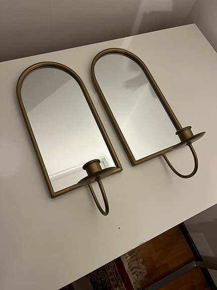 Mio Spegel med ljushållare i metall