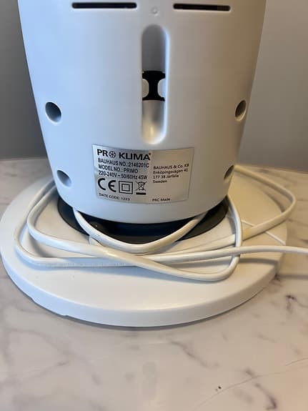 Pro Klima Fläkt Tornfläkt Vit