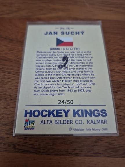 203/ Nr 18 Jan Suchy Alfa Hockey Kings 50 ex Nyskick Samlarobjekt