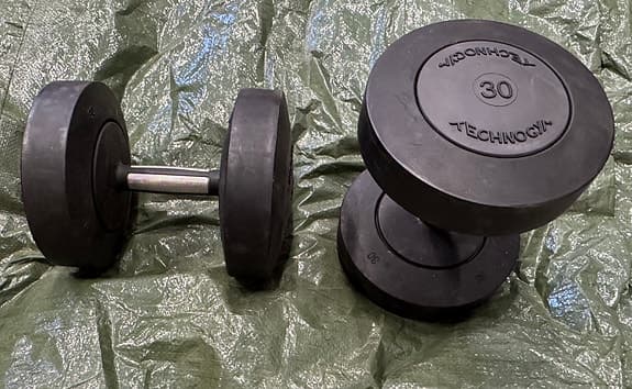 Hantelpar TechnoGym 30kg - Roterande grepp , Fint Skick   - Nypris 9000kr