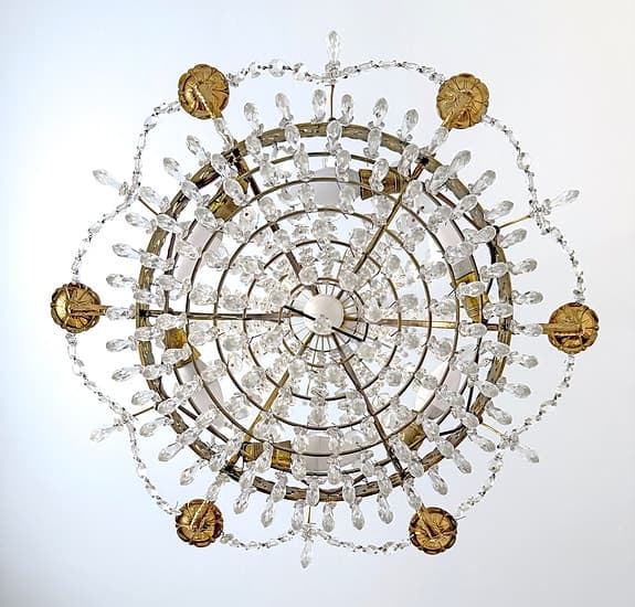 Pampig stor gammal kristallkrona/ljuskrona/takkrona i mässing - 1900-tal