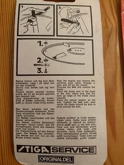 3 blad för gräsklippare Tornado System Stiga 1131-1650-00