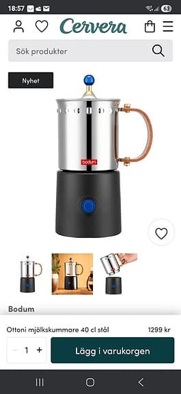 Bodum Latteo Mjölkskummare Rostfritt stål och svart plast