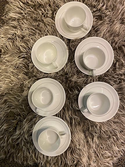 Rörstrand kaffekoppar med fat 6 st vit porslin