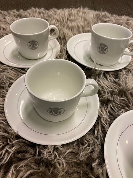 Rörstrand kaffekoppar med fat 6 st vit porslin