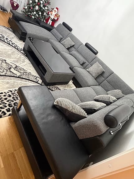 U soffa + soffbord + matta