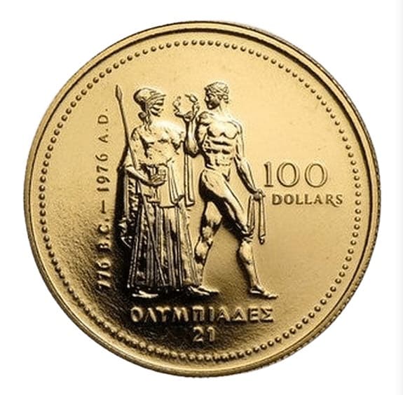 Kanada 1976 Olympiad 100$ Guldmynt