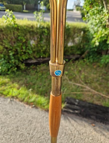 Trearmad golvlampa teak 60-tal