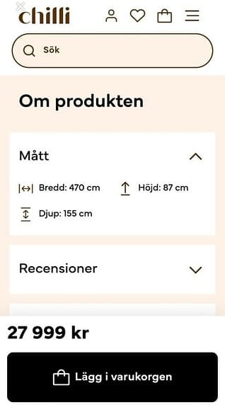 Modulsoffa från Chili – 4 delar, mycket fint skick!
