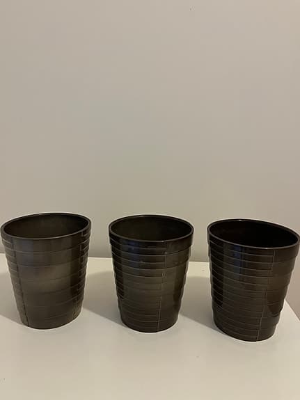 krukor 3-pack 15 cm mörk brun keramik