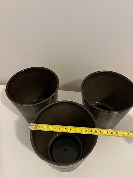 krukor 3-pack 15 cm mörk brun keramik