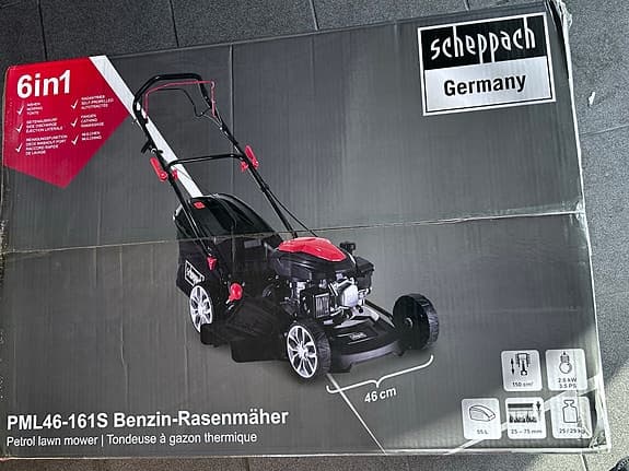 Scheppach 61S Benzin 46 cm självgående gräsklippare