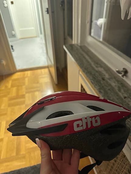 Etto Cykelhjälm röd och vit storlek S/M