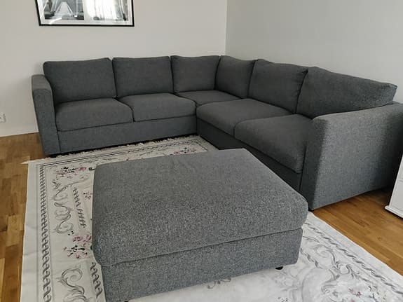 IKEA Vimle 4-sitsig bäddsoffa & fotpall – som ny