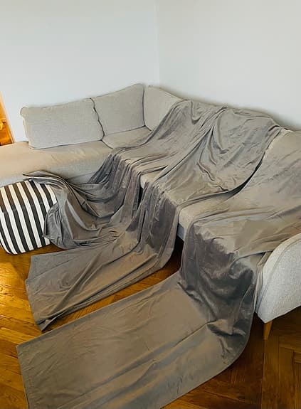 Ljusgrå sammetsgardiner 3st | 136cm x 237cm