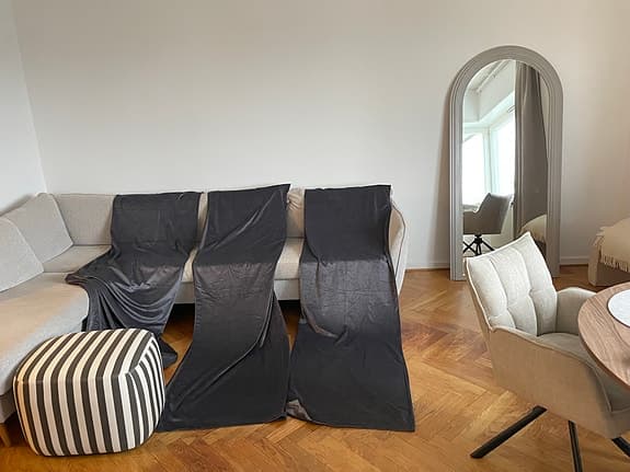 Mörkgrå sammetsgardiner 3st | 135cm x 235cm