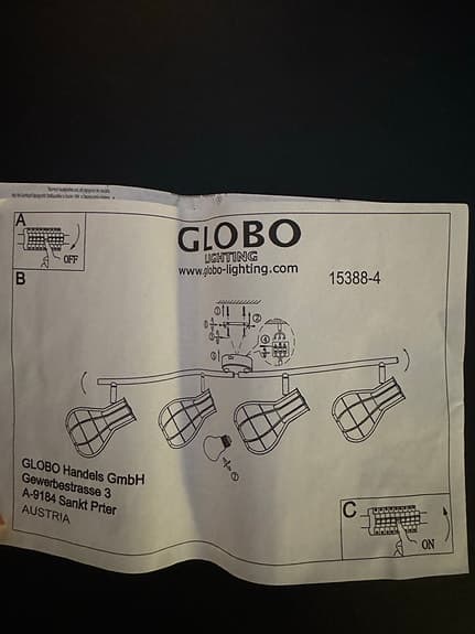 Globo 15388-4 - CLASTRA taklampa