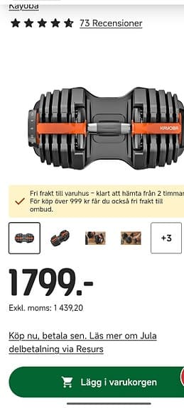 Oanvända Justerbara hantlar