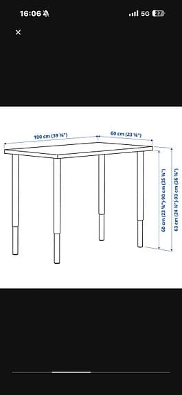 IKEA Skrivbord LINNMON/OLOV 100x60