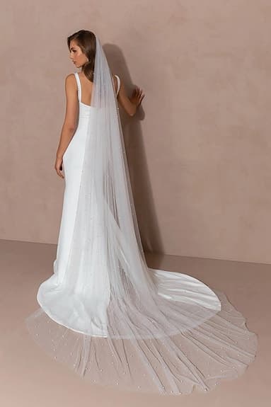 Brudslöja med pärlor från Sublime Style 3m lång