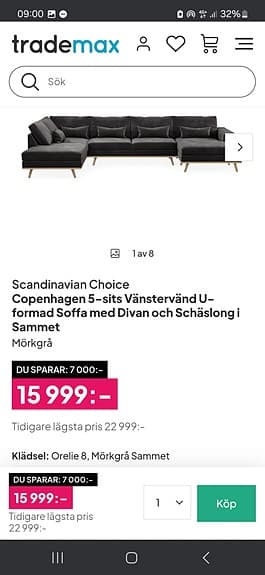 Säljer min soffa med anledning av flytt