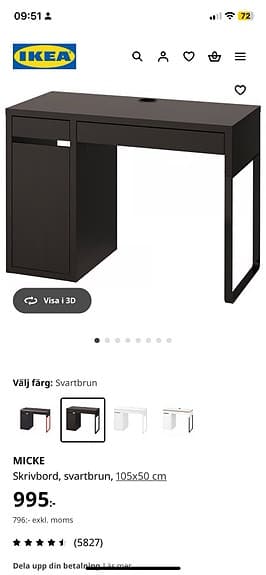 IKEA skrivbord med låda och skåp svart/vitt