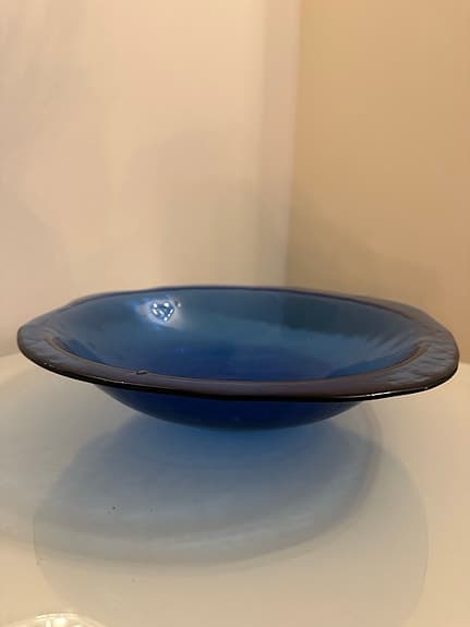 Blå glasskål / uppläggningsfat i glas