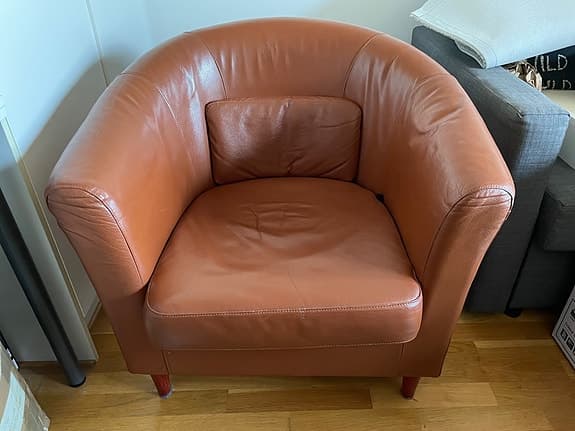 IKEA vintage fåtölj i brunt läder