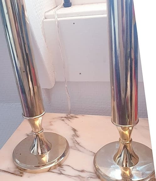 Set om 2 st : 24-karats guld beläggning. GUSUM mässing ljusstake