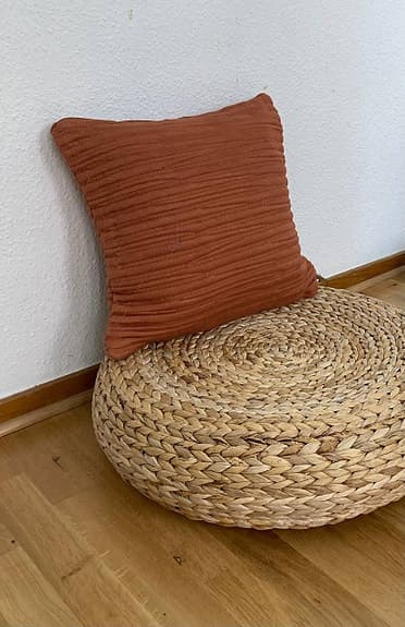 Nytt kuddfodral terrakotta vågig randig textur 100% bomull (flera finns)